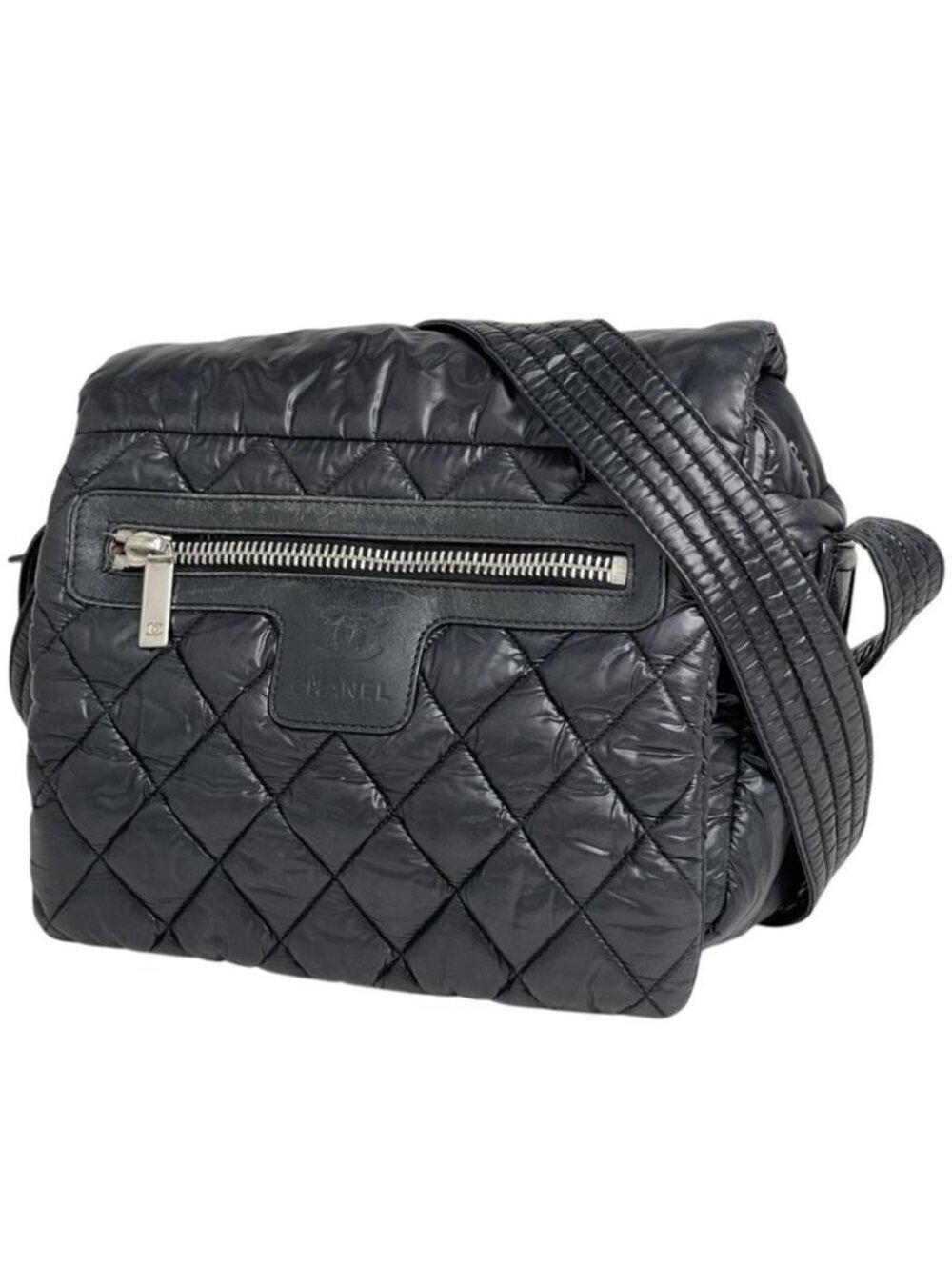 Chanel Coco Cocoon Shoulder Bag CC Logo Quilted Nylon Black